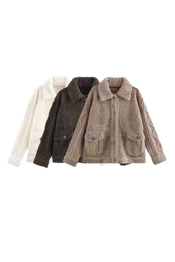 Gail  Cashmere Cable-Knit Patchwork Pile Jacket Online now