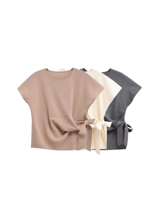 Mauricio  Soft Round-Neck Short-Sleeve Sweatshirt (2 color) Fashion