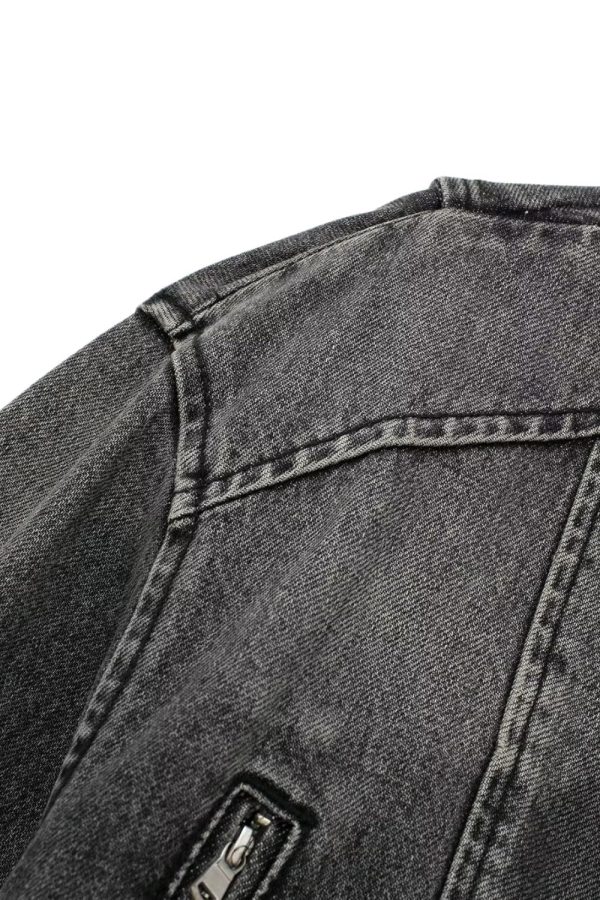 ‘Isabelle’ Motorcycle-Style Denim Jacket For Discount - Image 4