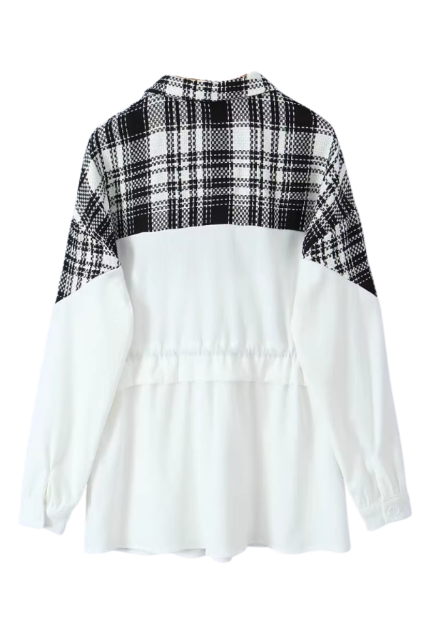 Nikki  Plaid and Solid Block Drawstring Jacket For Discount - Image 2
