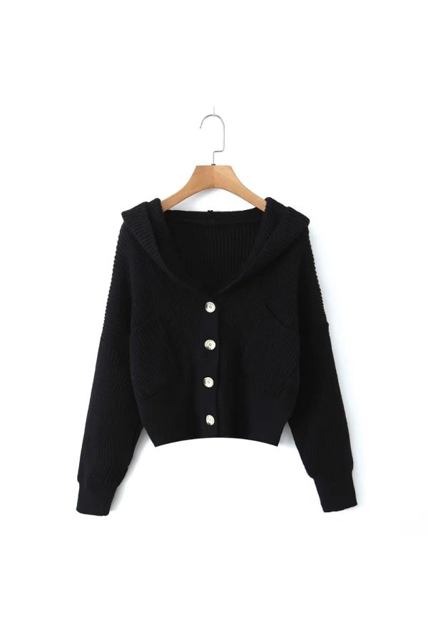 Charlotte  Button-Down Hooded Cardigan( 3 Color) For Cheap - Image 2