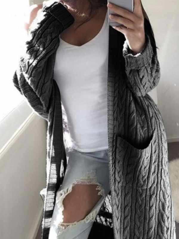 Alice  Cable Knit Pocket Long Cardigan (5 Colors) Discount - Image 3
