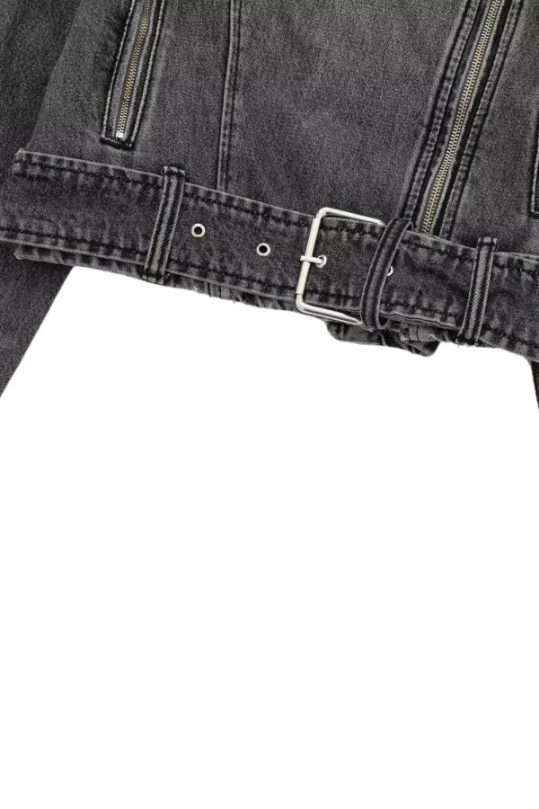 ‘Isabelle’ Motorcycle-Style Denim Jacket For Discount - Image 5