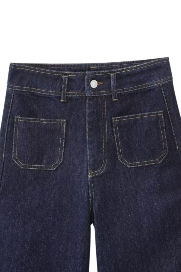 Khanna  Nautical Pocket High Waist Straight Jeans Sale - Image 3