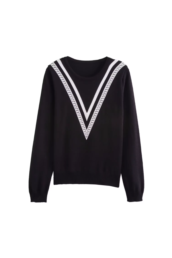 Addison  Color-Block Long Sleeve Knit Pullover Hot on Sale - Image 4