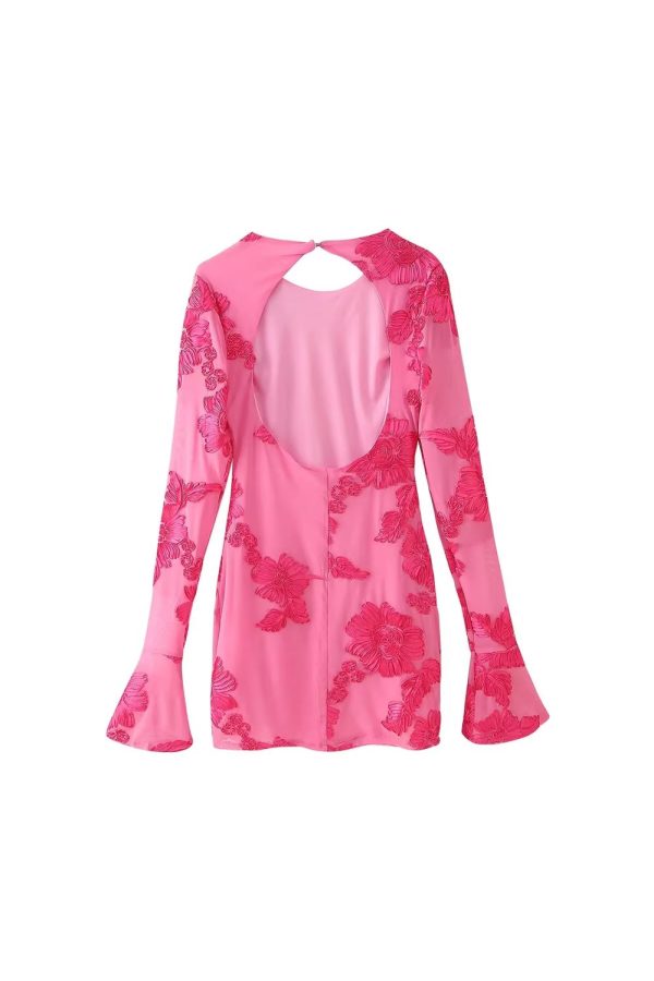 Ruby  3D Floral Long Sleeve Backless Dress (2 Color) Online Hot Sale - Image 5