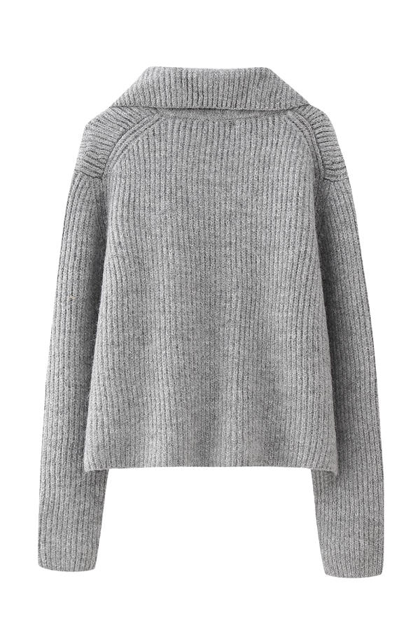 Kelly  Ribbed-Knit Collared Cardigan Supply - Image 2