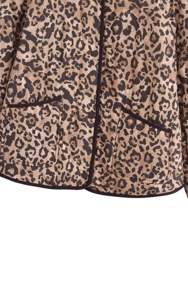 Pamela  Leopard Print Round-Neck Casual Jacket For Discount - Image 5