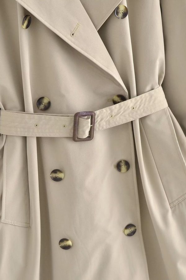 ‘ Aaron’ Belt-Accented Relaxed Mid-Length Trench Coat Online - Image 5