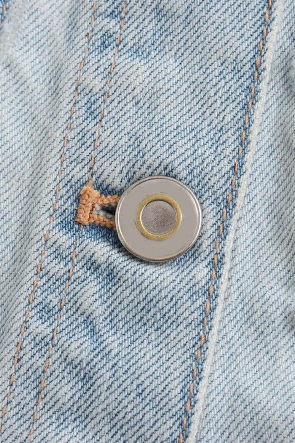 Arianna  Asymmetrical Collar Denim Top Online - Image 5