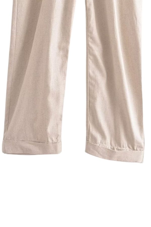 Irina  Linen-Blend Straight Leg Long Jumpsuit Fashion - Image 4