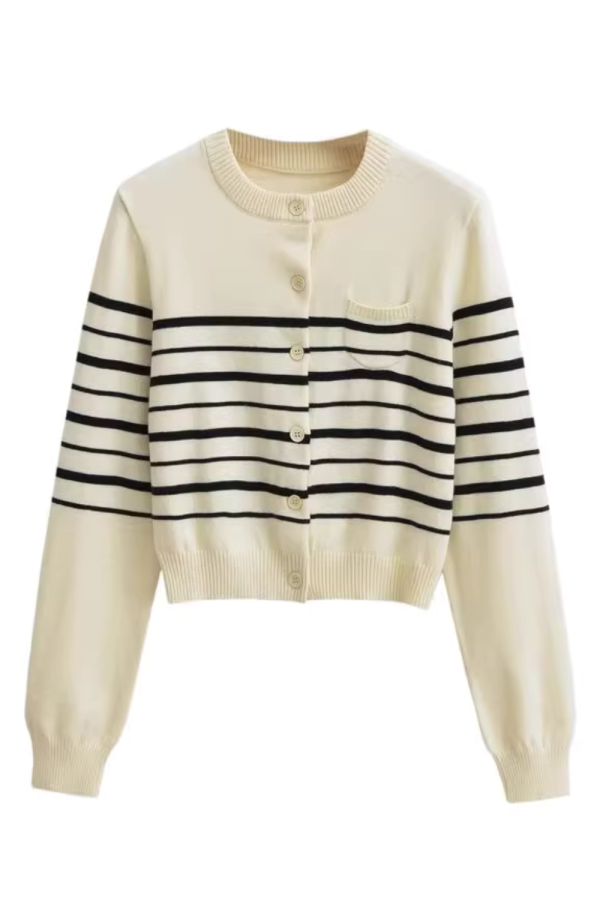 Rhea  Striped Button Knitted Cardigan (2 Colors) Hot on Sale
