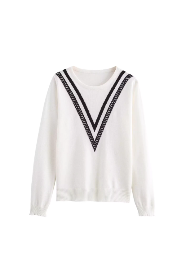Addison  Color-Block Long Sleeve Knit Pullover Hot on Sale - Image 2