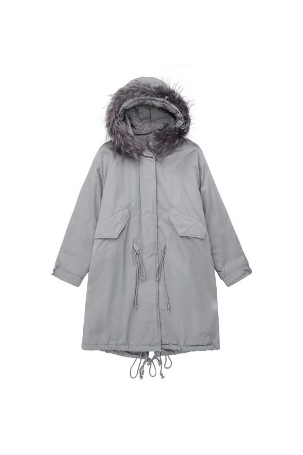 ‘ Brayden’ Mid-Length Loose-Fit Parka with Hooded Cargo Design Online now - Image 2