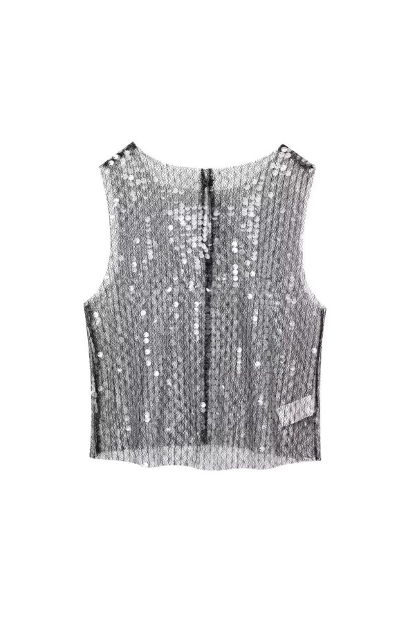 Brooklyn  Sleeveless Sequin Straight Vest Cheap