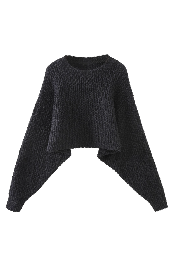 Katherine  Boatneck Popcorn Texture Knitted Short Sweater on Sale