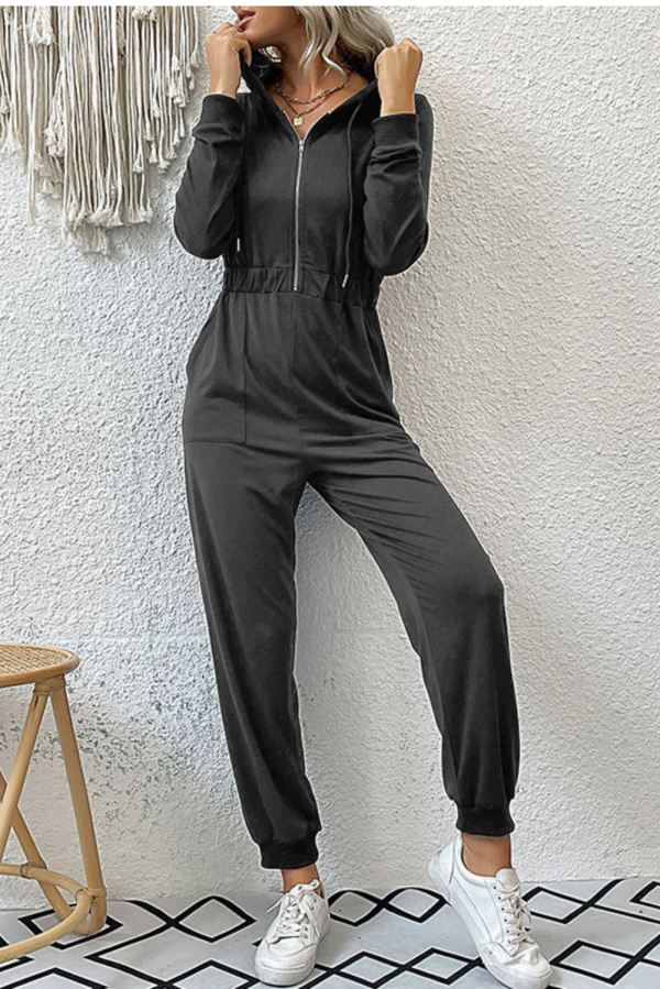 Nancy  Hooded Long Sleeved Zipper Jumpsuit #168175 Discount