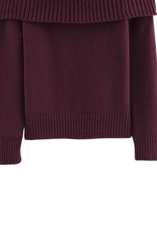 ‘Hazel’ Long-Sleeve Off-Shoulder Knit Top Online now - Image 4