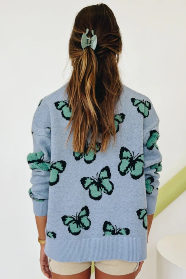 Abbey  Butterfly Pattern Crewneck Sweater (5 Colors) Supply - Image 2