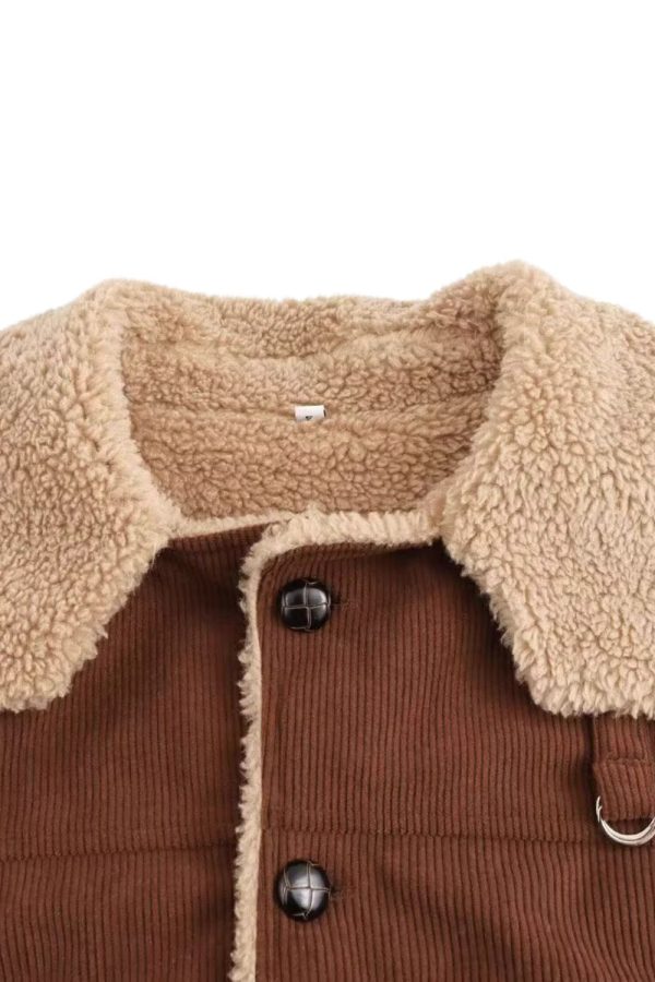 Daisy  Vintage Corduroy Old Money Style Fur-Collar Coat Online Hot Sale - Image 3