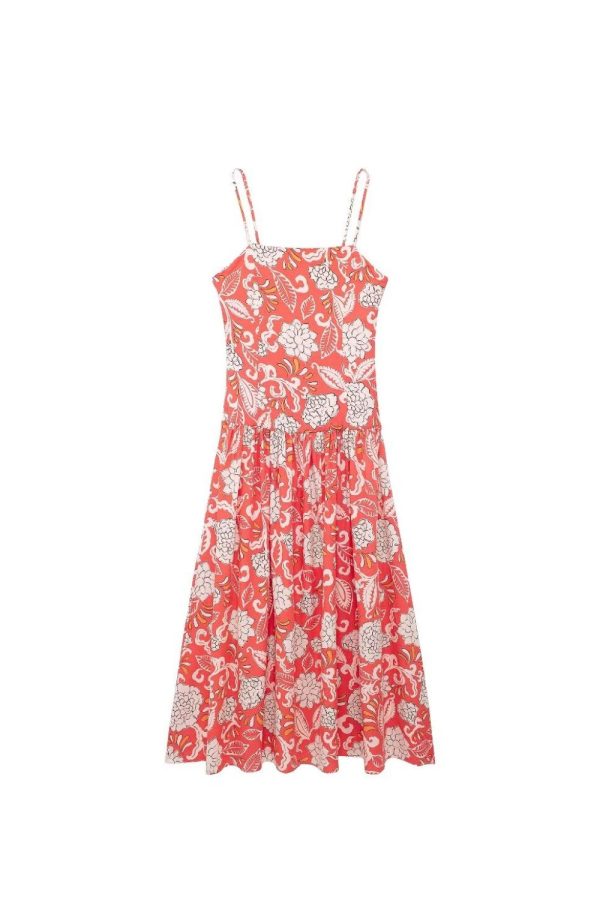 ‘Evie’ Summer Casual Red Floral Print Dress Supply - Image 2