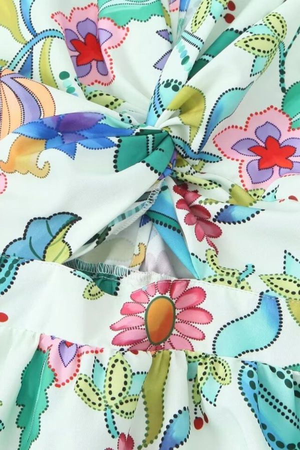 Millie  Printed Linen Blended Dress For Cheap - Image 5