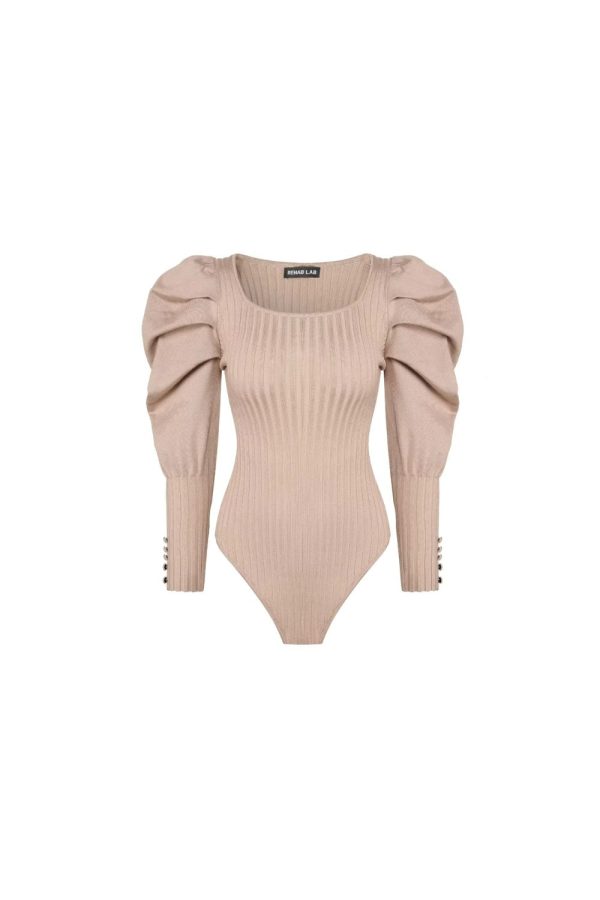 Lily   Puff Sleeve Knit Jumpsuit Top Online