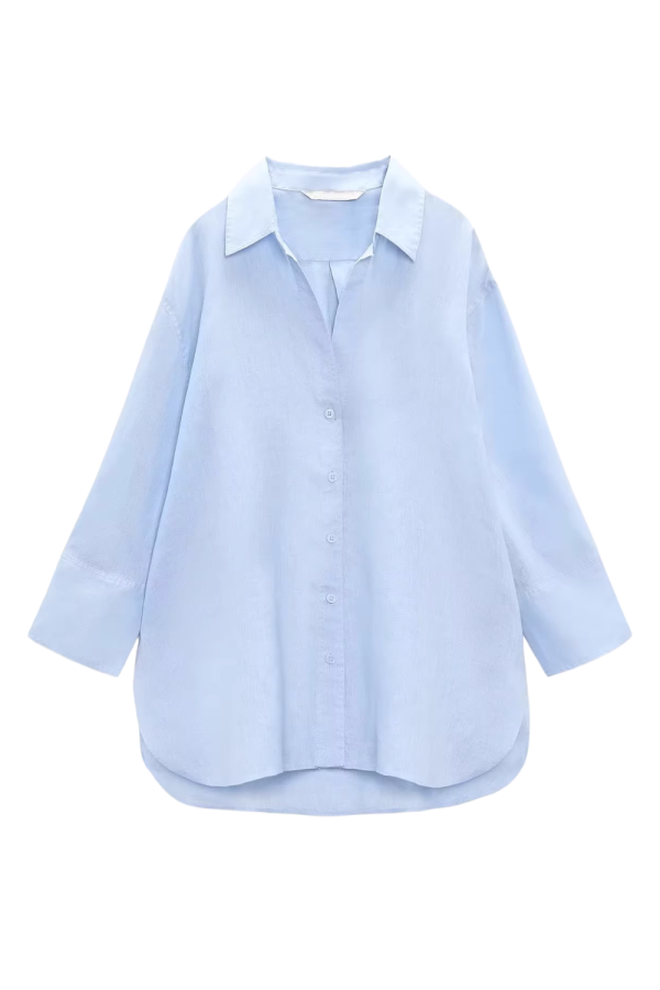 Bella  Long-Sleeved Collared Linen Shirt (2 Colors) Supply