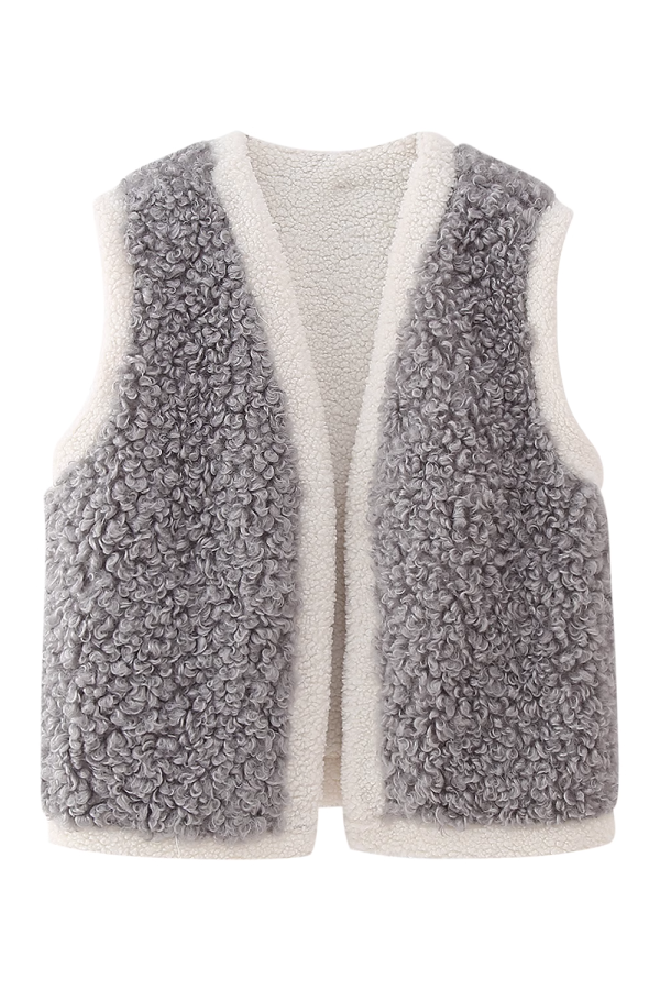 Zoey  Sleeveless Open Front Fleeced Vest Supply