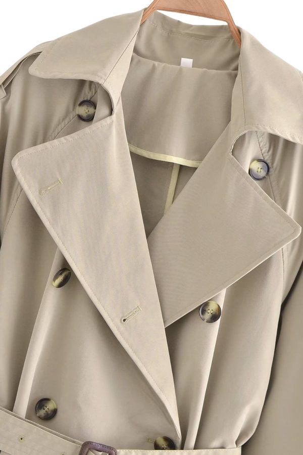 ‘ Aaron’ Belt-Accented Relaxed Mid-Length Trench Coat Online - Image 3