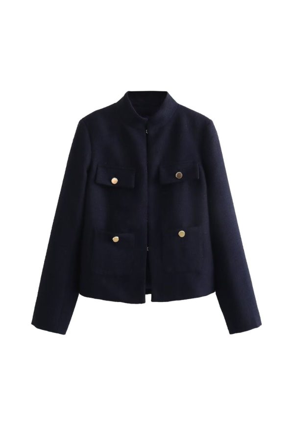 Avery  Solid-Color Collared Textured Blazer Sale - Image 4