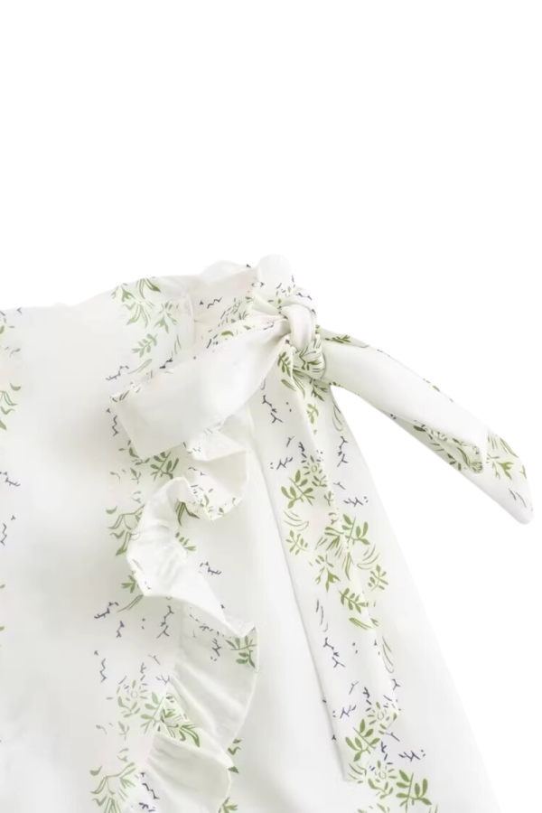 Olive  Ruffled Printed Wrap Shorts Discount - Image 4