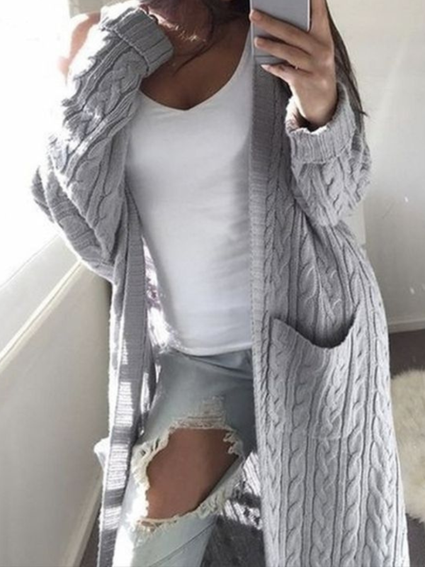Alice  Cable Knit Pocket Long Cardigan (5 Colors) Discount - Image 2