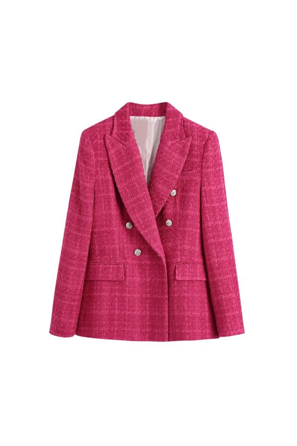 ‘London’ Textured Double-Breasted Tailored Blazer Sale
