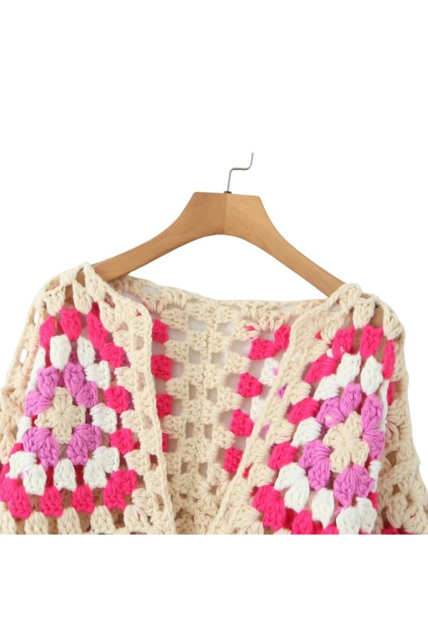 Rose  Granny Square Knit Cardigan on Sale - Image 4