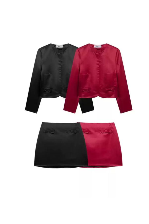 Caroline   Bow-Decorated Satin Blazer & Skirt Suit (Sold Separately) on Sale