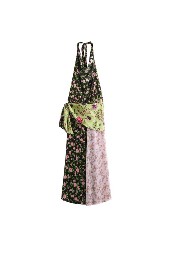 ‘Abigail ’Satin-Style Patchwork Maxi Dress Hot on Sale - Image 2