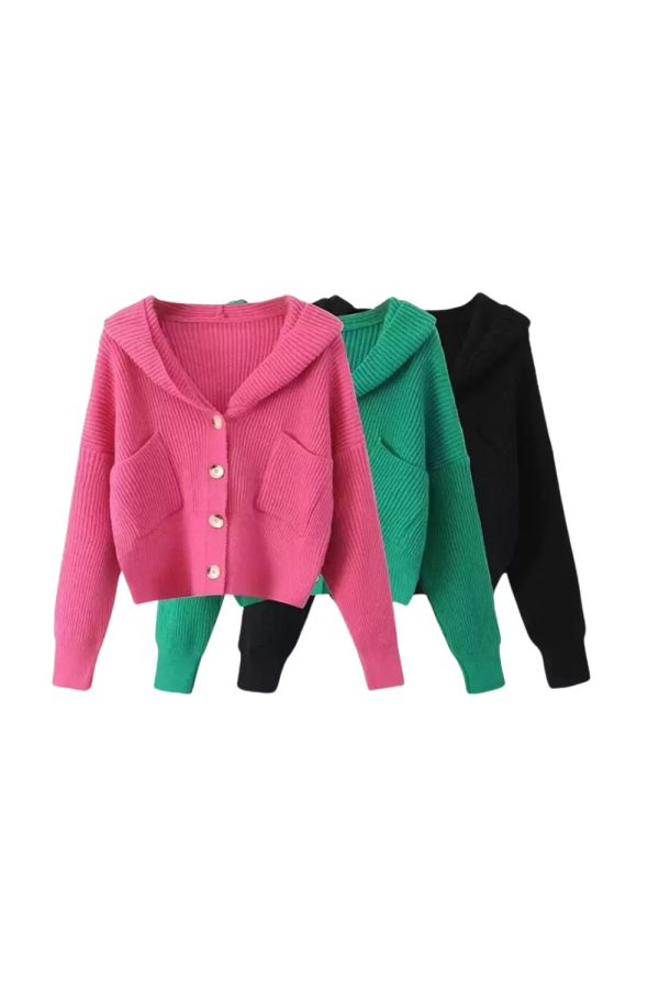 Charlotte  Button-Down Hooded Cardigan( 3 Color) For Cheap