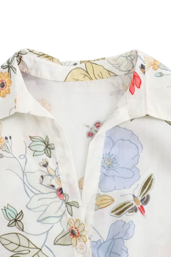 Abigail  Versatile Simple Floral Print Long Sleeve Shirt For Discount - Image 3