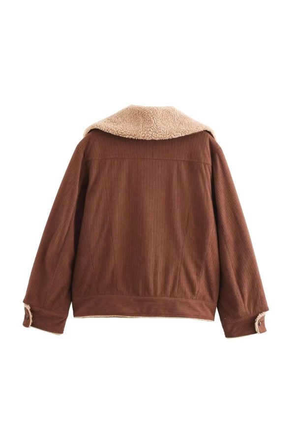 Daisy  Vintage Corduroy Old Money Style Fur-Collar Coat Online Hot Sale - Image 2