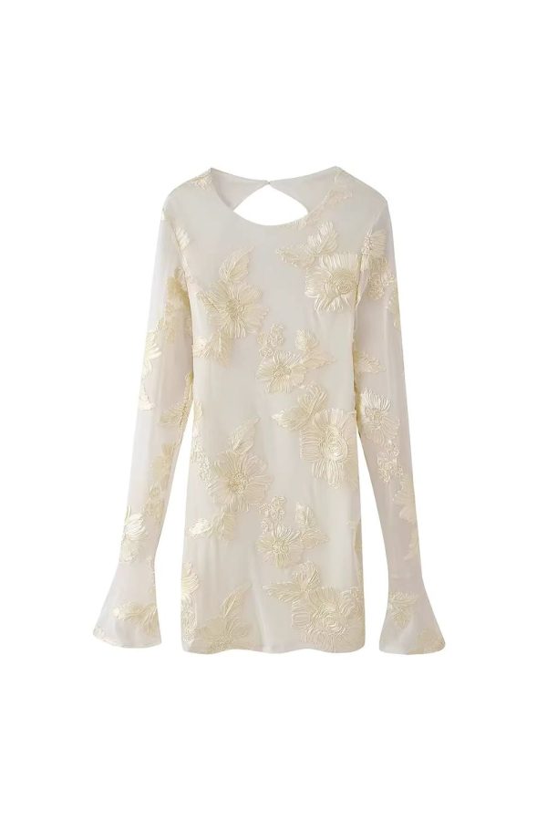 Ruby  3D Floral Long Sleeve Backless Dress (2 Color) Online Hot Sale - Image 2