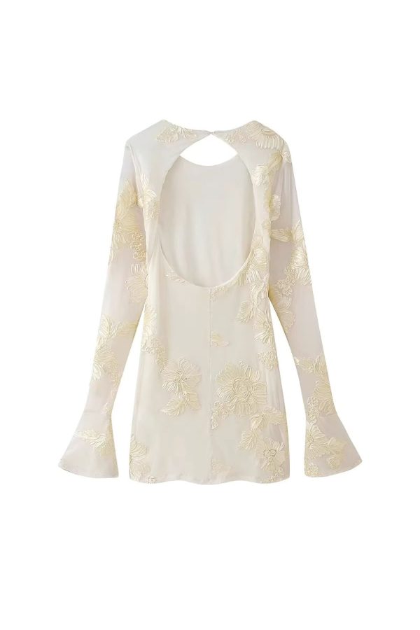 Ruby  3D Floral Long Sleeve Backless Dress (2 Color) Online Hot Sale - Image 3