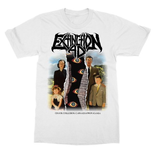 Extinction A.D.  Chaos, Collusion, Carnage & Propaganda (white)  T-Shirt Hot on Sale