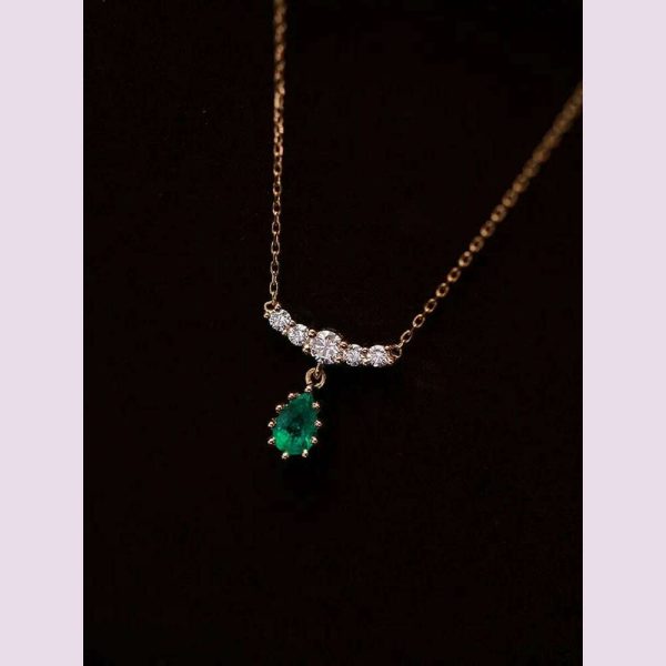 CCFJOYAS 925 Sterling Silver Emerald Water Drop shaped Pendant Necklace for Women Retro Light Luxury Clavicle Chain Best Gift Hot on Sale - Image 3
