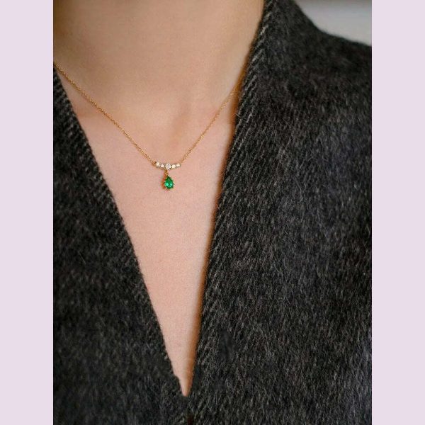 CCFJOYAS 925 Sterling Silver Emerald Water Drop shaped Pendant Necklace for Women Retro Light Luxury Clavicle Chain Best Gift Hot on Sale - Image 4