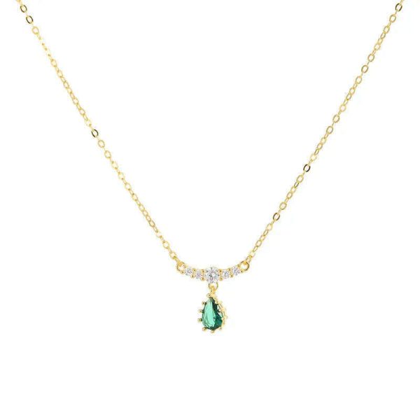 CCFJOYAS 925 Sterling Silver Emerald Water Drop shaped Pendant Necklace for Women Retro Light Luxury Clavicle Chain Best Gift Hot on Sale - Image 5