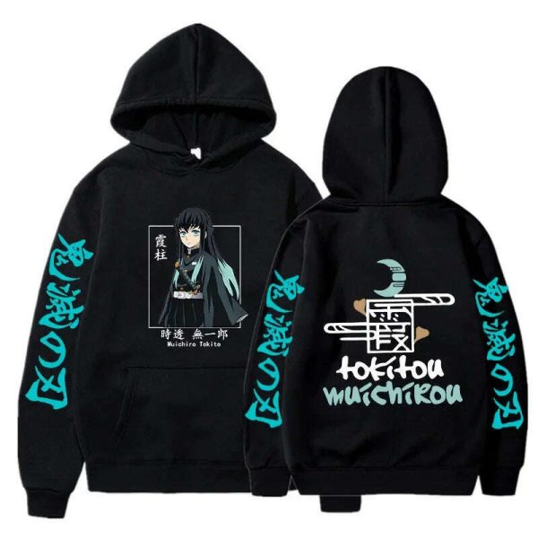 New Autumn Funny Japan Anime Demon Slayer Men Hoodies Plus Size Sweatshirt Harajuku Muichiro Tokito Printed Hooded Girl Pullover on Sale